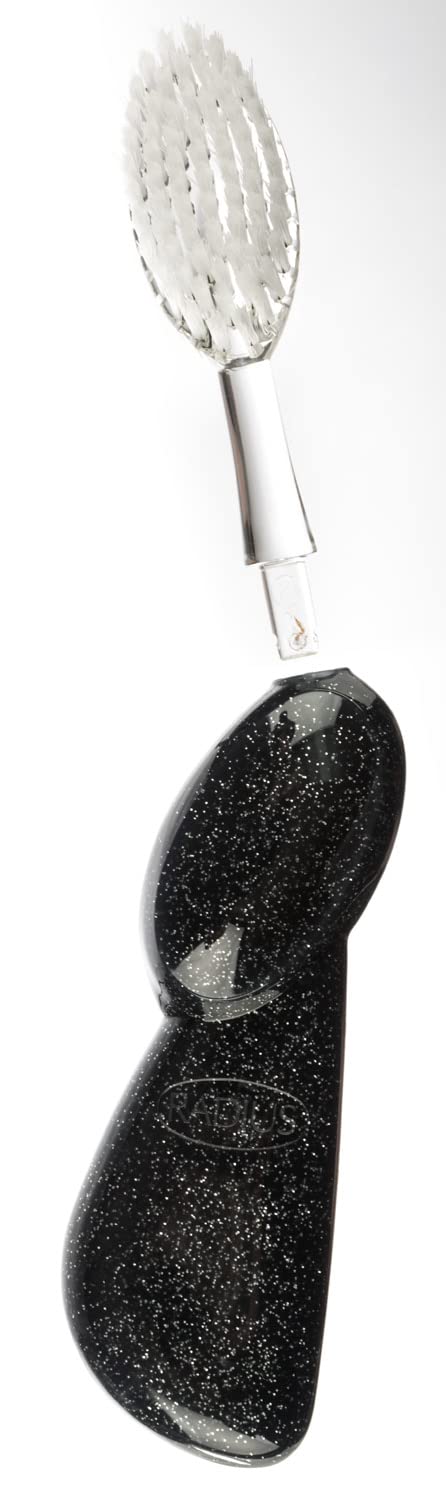 RADIUS Big Brush Toothbrush with Replaceable Head, Left Hand, Soft Black Sparkle, BPA Free, ADA Accepted