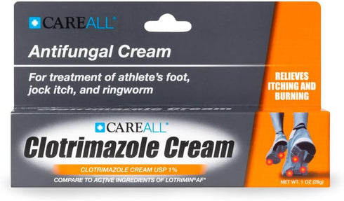 CareAll Clotrimazole Antifungal Cream 1% USP, 1.0 oz for Athlete’s Foot, Jock Itch, Ringworm Relief