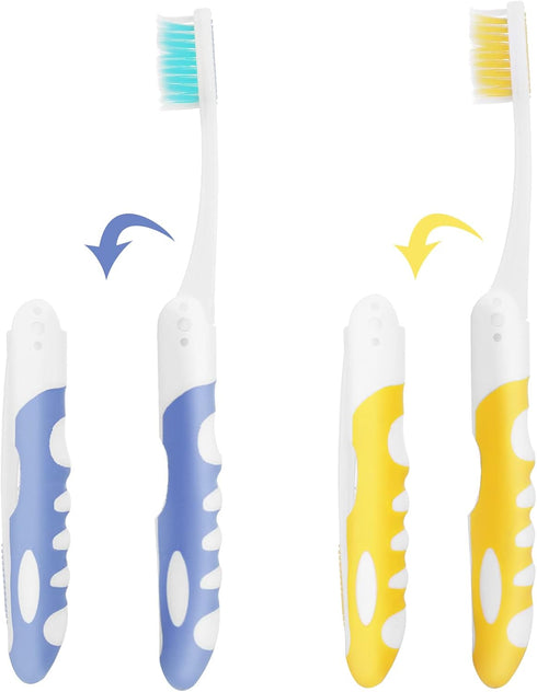 2Pcs Travel Toothbrush Kit, Portable Soft Bristles Folding Toothbrush for Camping Hiking