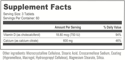 BariatricPal Easy Swallow Calcium Citrate (600mg) and D3 Coated Tablets (30-Day Supply)