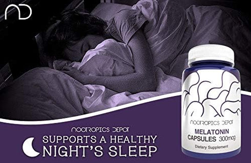 Melatonin Capsules, 300mcg, 120 Pills, Natural Sleep Aid Supplement
