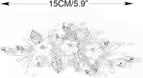 Unicra Silver Flower Bride Wedding Hair Vine | Rhinestone Hair Piece Jewelry for Women and Girls