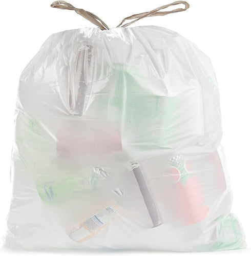 Ultrasac 18 Gallon White Drawstring Trash Bags, 2.0 MIL, 25" x 28", Pack of 50