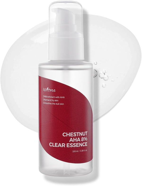 ISNTREE Chestnut AHA 8% Clear Essence 100ml, Chemical Facial Essence for Tightening Pores and Dead Skin Cells
