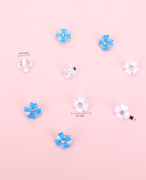 Wecoe 20 Pcs Small Blue White Flower Hair Clips, Tiny Mini Clips for Hair, Cute Decorative Hair Clips for Girls