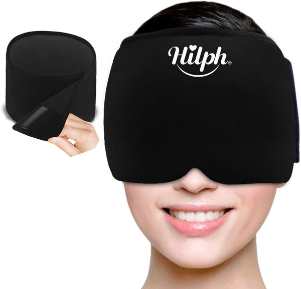 Hilph Migraine Gel Ice Pack Head Wrap for Headache Relief, Adjustable Cap with Hot Cold Compress for Tension, Stress,