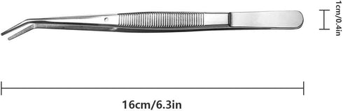 Stainless Steel Tweezers with Curved Serrated Tip, Multipurpose Sewing Machine Tweezers Forceps (2 Pcs Set)