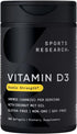Sports Research Vitamin D3 4000 IU with Coconut MCT Oil - 360 Liquid Softgels, Non-GMO Verified