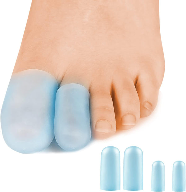 Gel Toe Caps, 10 Pack Silicone Toe Protectors for Women & Men, Friction Pain Relief for Blisters & Corns (Blue,