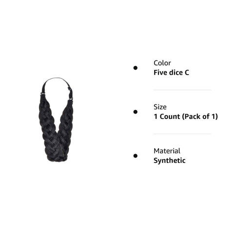 TOECWEGR 5 Strands Synthetic Hair Braided Headband, Classic Chunky Wide Plaited Braids, Multi Color
