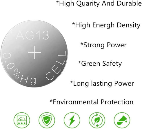 SKOANBE 20PCS AG13 LR44 A76 1.5V Button Coin Cell Battery