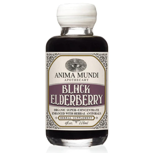Anima Mundi Organic Black Elderberry Syrup - 4oz with Skullcap Baikal, Cordyceps, Reishi, Shiitake & Maitake Mushrooms
