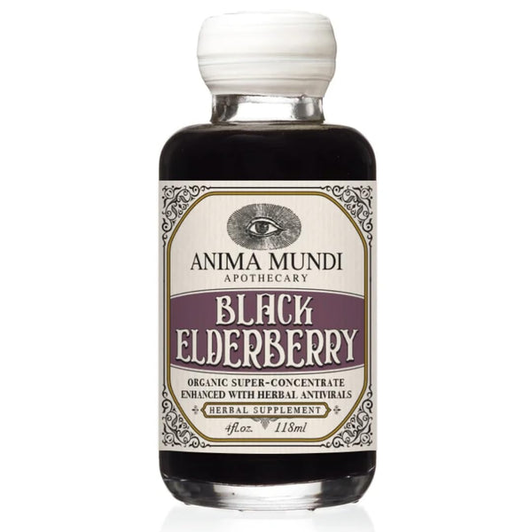 Anima Mundi Organic Black Elderberry Syrup - 4oz with Skullcap Baikal, Cordyceps, Reishi, Shiitake & Maitake Mushrooms