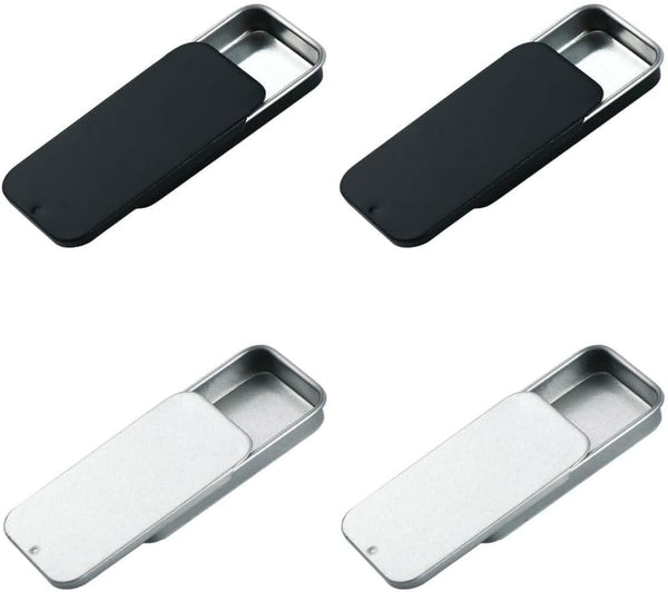 4 Pcs Empty Slide Top Metal Tin Containers for Candies, Jewelry, Crafts, Pills, Lip Balm Storage Kit