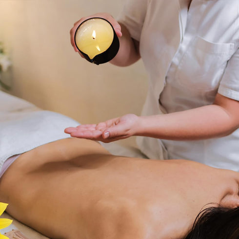 Set 4 13.4 OZ Massage Candles for Body Therapy-Natural Soybean Wax Low Temp Massage Oil Candles for Skin Care-Body