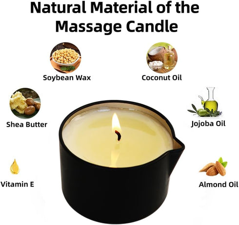 Set 4 13.4 OZ Massage Candles for Body Therapy-Natural Soybean Wax Low Temp Massage Oil Candles for Skin Care-Body
