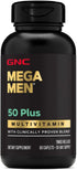 GNC Mega Men 50 Plus Multivitamin | Antioxidants for Heart Health, Prostate and Circulatory Support, 60 Count