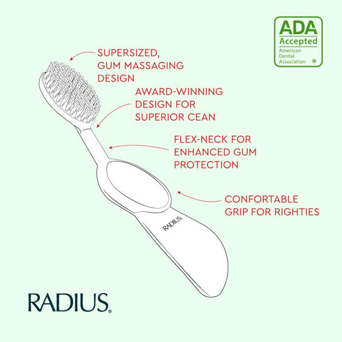 Pack 1 RADIUS Flex Brush with Soft Bristles Toothbrush BPA Free & ADA Accepted Designed to Improve Gum Health & Reduce