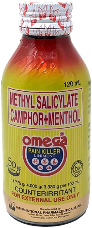 Methyl Salicylate Camphor+Menthol Omega Pain Killer Liniment 120mL (Pack of 3)