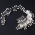 Kercisbeauty Wedding Bridal Pearl White Rose Flower Headband, Silver Hair Comb for Prom, Rustic Vintage Accessory
