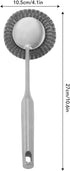 Stainless Steel Wool Scrubber with Long Handle, Handheld Scrubbing Brush for Pots and Pans Cleaning