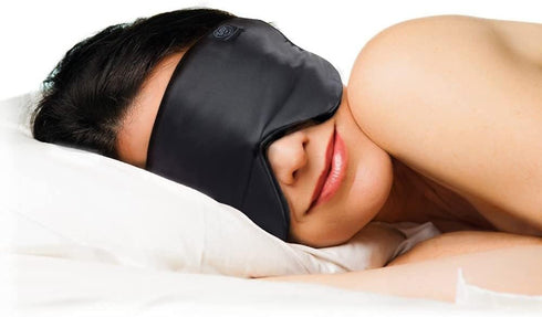 Dream Essentials Ultra Silk 360 Sleep Mask, Mulberry Silk Blindfold Eye Mask with Adjustable Straps, Black