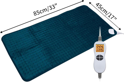 Ambershine XXXL King Size Heating Pad 17"x33" with 12 Temperature Settings for Pain Relief, Dark Teal