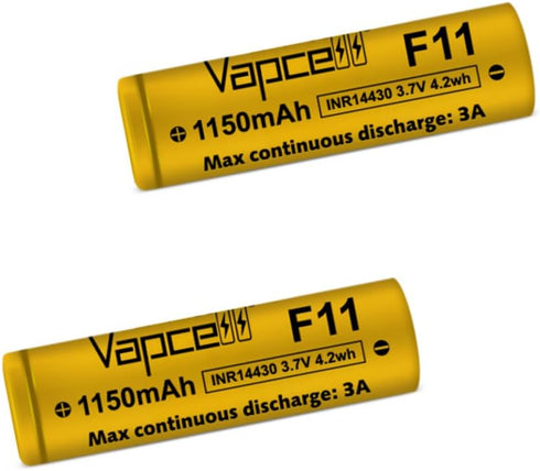 2 Pack F11 14430 1150mAh 3A 3.7V Flat Top Rechargeable Batteries