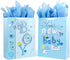 Golden J Store 16.5" Extra Large Baby Gift Bags with Tissue Papers for Baby Showers 2-Pack (Blue)