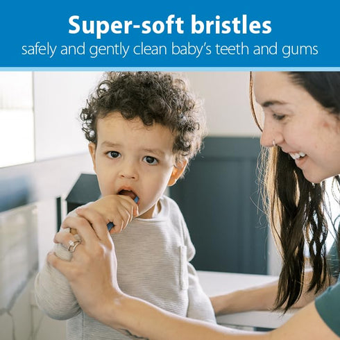Set, 0-3 4-Pack Dr. Brown's Infant-to-Toddler Toothbrush Soft & Gentle Manual Toothbrushes for Baby, Green/Dark