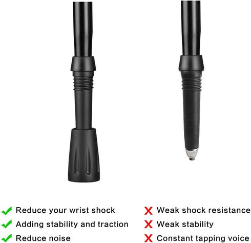 Hiking Pole Replacement Tips, 16 Pack Rubber Tips for Walking Sticks, Trekking Pole End Protectors