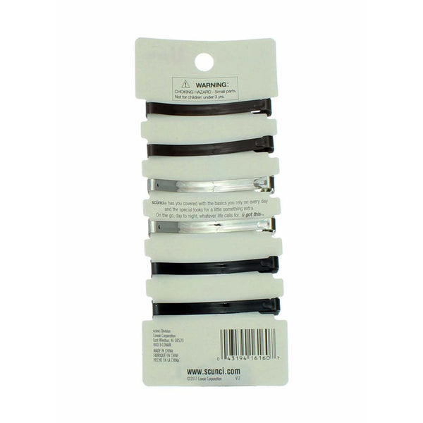 Scunci Effortless Beauty Open Center Metal Barrettes, Assorted Colors (6 Count)