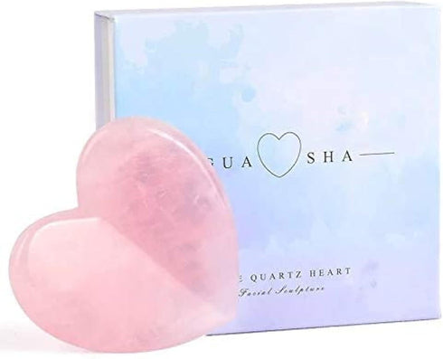 ZHDECOR Healing Crystal Rose Quartz Heart Love Massage Tool Natural Gemstone Gua Sha
