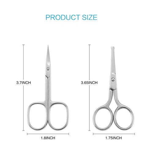 LIVINGO Premium Curved and Rounded Nose Hair Scissors for Men, 2 PC Set for Beard, Mustache, Ear, Facial Hair