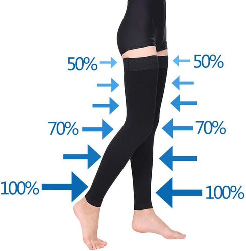 Ztl Thigh High Compression Stockings, 30-40 mmHg, Footless for Women and Men