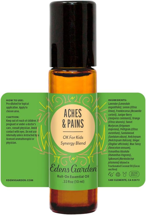 Edens Garden Aches & Pains "OK for Kids" Essential Oil Blend, 10 ml Roll-On - 100% Pure & Natural