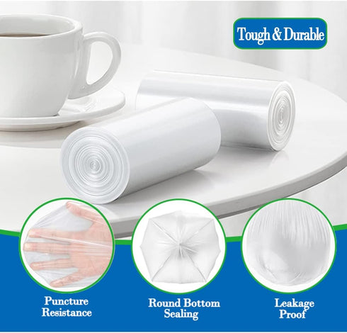 2.6 Gallon Clear Trash Can Liners, 300 Counts, Extra Strong Garbage Bags for 10 Liters Trash Bin