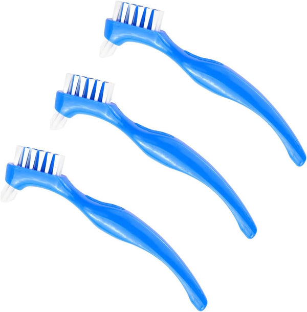 3Pcs Denture Toothbrush Set, Double Heads Portable Cleaning Tool for Oral Care