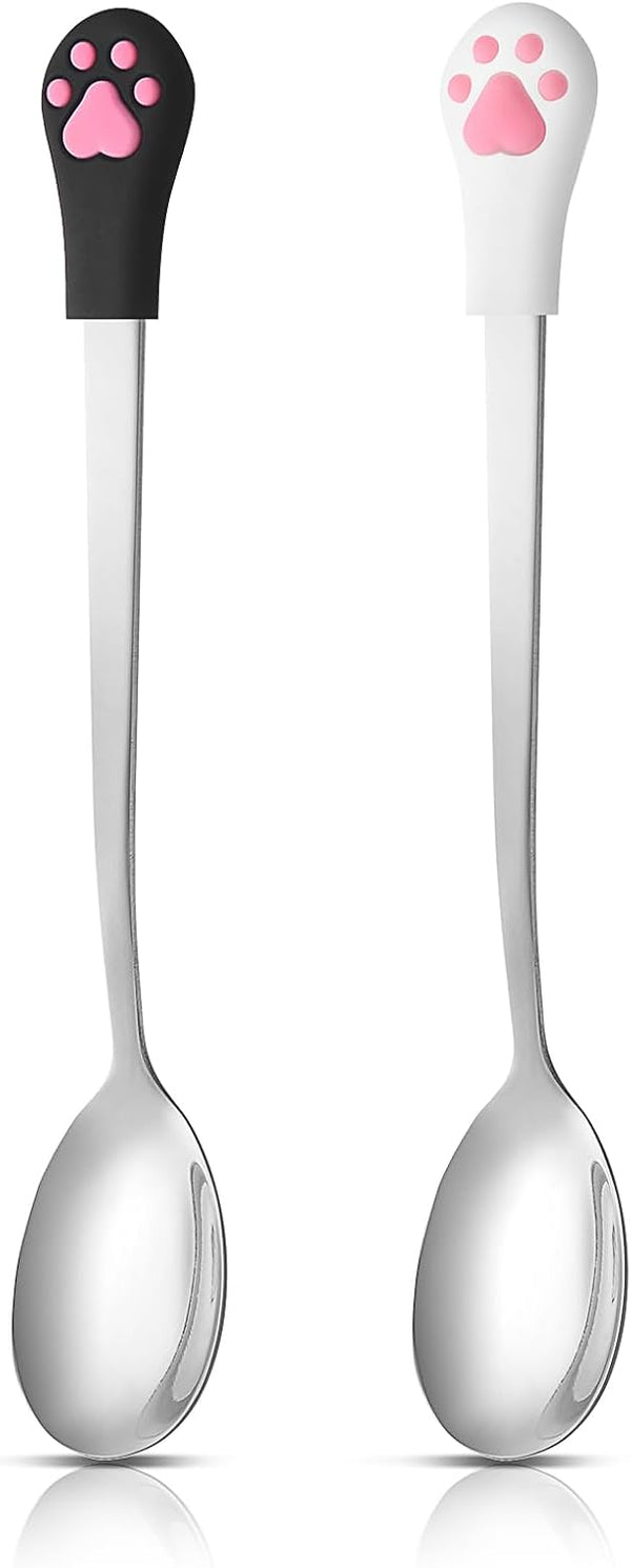 Sibba Dog Cat Spoon, 2 Pcs Food Can Spoon, Cute Claw Scoop Stainless Steel Portable Scoop