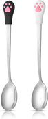 Sibba Dog Cat Spoon, 2 Pcs Food Can Spoon, Cute Claw Scoop Stainless Steel Portable Scoop