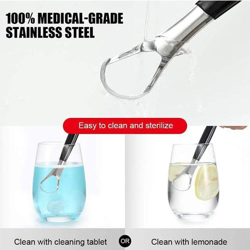 1Pc Silver Tongue Scraper, Metal Cleaner for Bad Breath, Stainless Steel Professional Tongue Cleaner for Oral Care