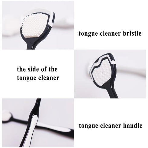 Tongue Cleaner and Brush, Tongue Scraper for Oral Hygiene, Pack of 4 in Black and Gray to Reduce Bad Breath