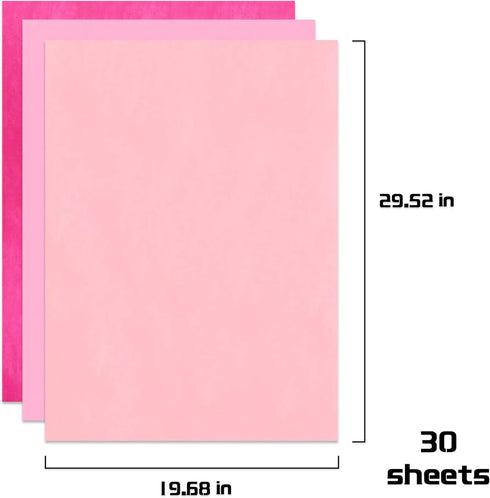 Assorted Pink Tissue Paper Bulk, Gift Wrap Tissue Paper 29.5 x 19.6 inch, 30 Sheets for Gift Bags, Craft, DIY, Baby