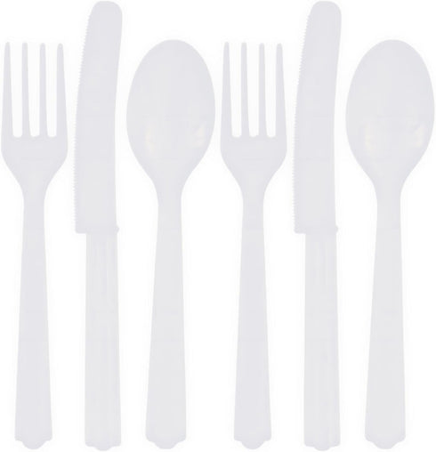 Premium Assorted Clear Plastic Cutlery Set, Pack of 24, Stylish & Versatile Design for Parties
