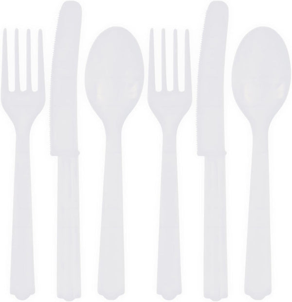 Premium Assorted Clear Plastic Cutlery Set, Pack of 24, Stylish & Versatile Design for Parties
