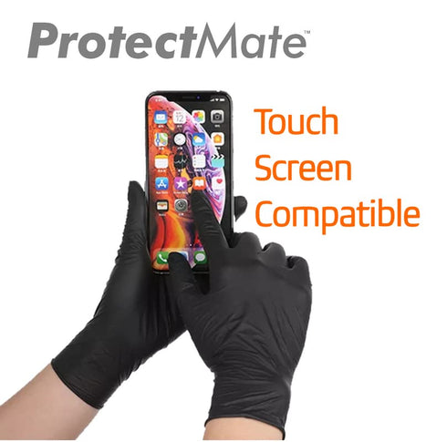 Black Nitrile Gloves, Industrial Strength 5 mil Thickness, Disposable Latex Free Gloves, Ideal for BBQ, Barber,