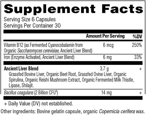 Organ Supplements by Ancient Nutrition, Grass-Fed Wild Organ Complex Capsules, 180 Ct for Healthy Blood and Gut