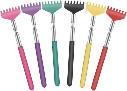 6 Pack Extendable Back Scratcher - Portable Telescoping Metal Hand Massager with Soft Rubber Handles