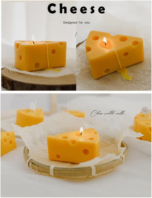 Xshelley 2 Pack Cheese Shaped Candles with Relaxing Fragrance, Aroma Soy Wax Decorative Candle for Stress Relief