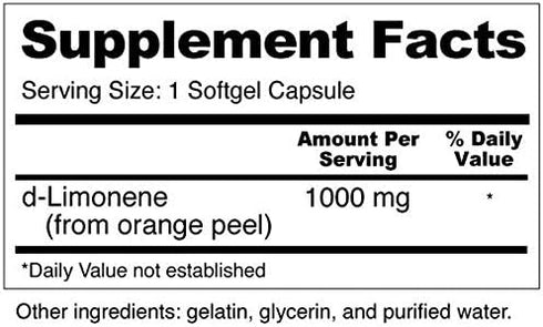 Wellness Resources High Potency d-Limonene Capsules - 1000mg, 120 Capsules, Orange Peel Extract for Digestive Health